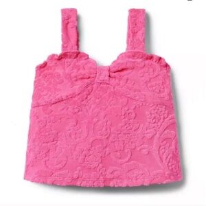 NWT Janie And Jack Girls Floral Terry Jacquard Top size 7 Pink Girls Tank